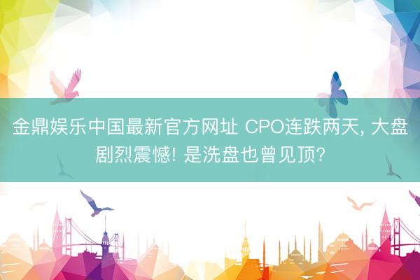 金鼎娱乐中国最新官方网址 CPO连跌两天, 大盘剧烈震憾! 是洗盘也曾见顶?