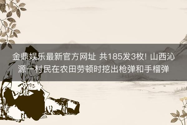 金鼎娱乐最新官方网址 共185发3枚! 山西沁源一村民在农田劳顿时挖出枪弹和手榴弹