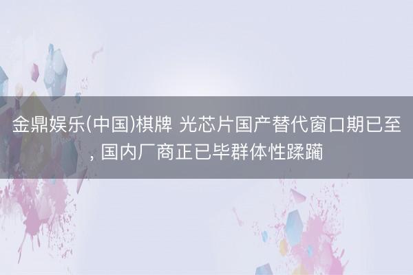 金鼎娱乐(中国)棋牌 光芯片国产替代窗口期已至， 国内厂商正已毕群体性蹂躏