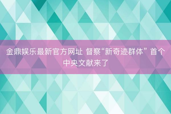 金鼎娱乐最新官方网址 督察“新奇迹群体” 首个中央文献来了